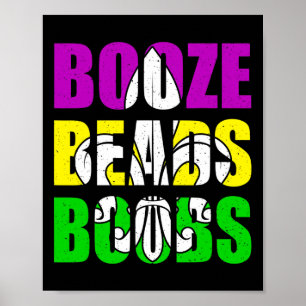 Booze Breast Beads Mardi Gras Women Men Adults  Poster