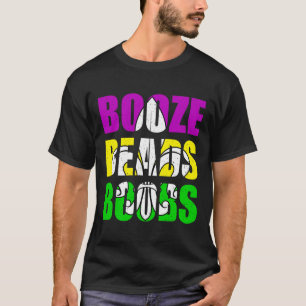 Booze Breast Beads Mardi Gras Women Men Adults  T-Shirt