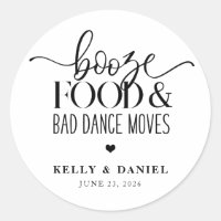 Booze Food and Bad Dance Moves Wedding Invitation