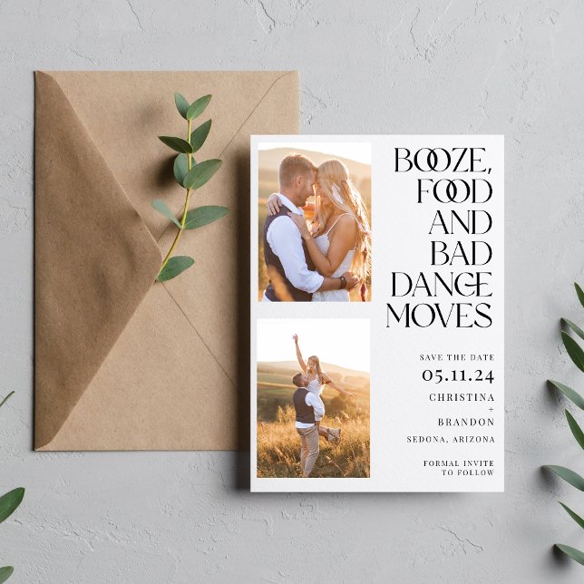 Booze Food Bad Dance Moves Photo Modern Save The Date (Creator Uploaded)