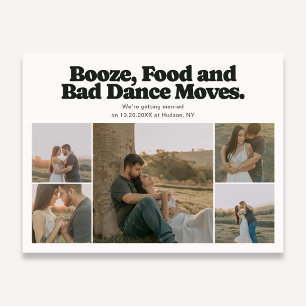 Booze Retro Photo Collage Wedding Save The Date Announcement Postcard