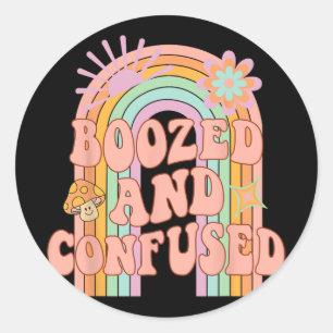 Boozed And Confused Groovy Rainbow Team Bride Bach Classic Round Sticker