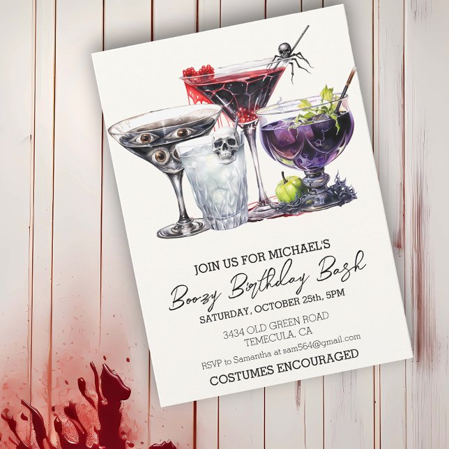 Boozy Birthday Bash Halloween Cocktail party Invitation (Creator Uploaded)