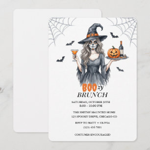 Boozy Brunch Witch Halloween Party Invitation