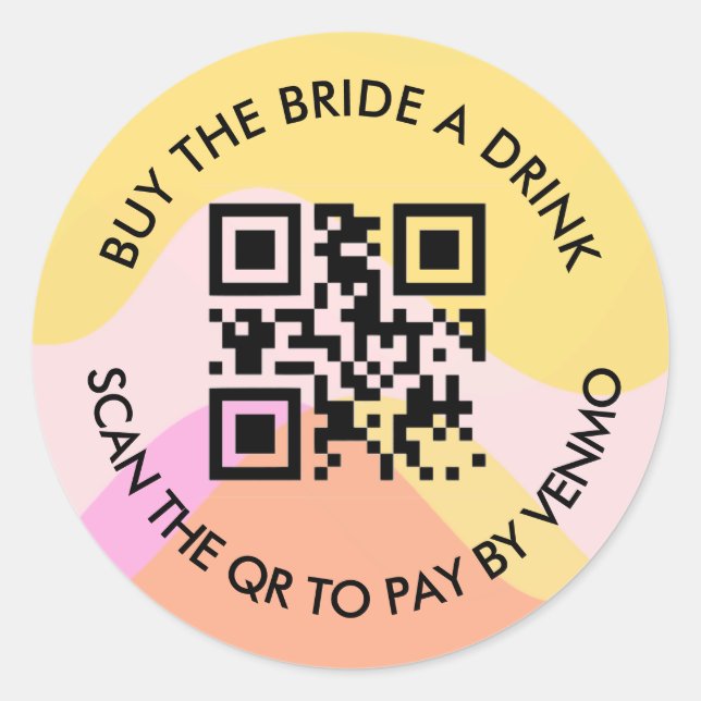 Boozy & Groovy Bachelorette QR/Venmo Sticker (Front)