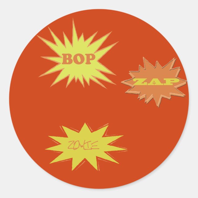 BOP ZAP ZOWIE  RETRO CLASSIC ROUND STICKER (Front)
