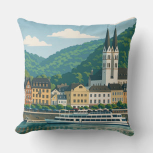 Boppard Germany Scenic Vintage Travel Art Cushion