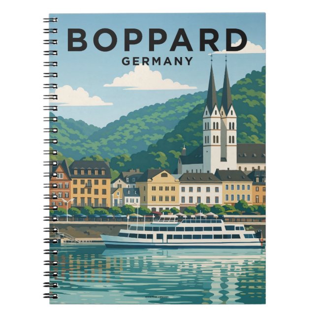 Boppard Germany Vintage Travel Art Notebook (Front)