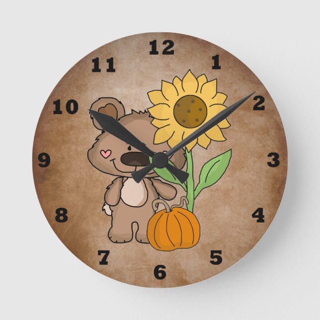 Boppy Bear Autumn Wall Clock (Front)