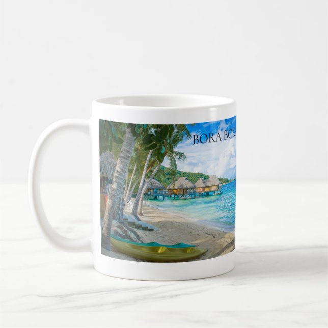 Bora Bora Beach Bungalows Ocean Coffee Mug (Left)