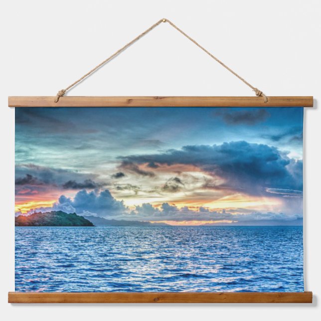 Bora Bora beautiful sunset Hanging Tapestry (Front)