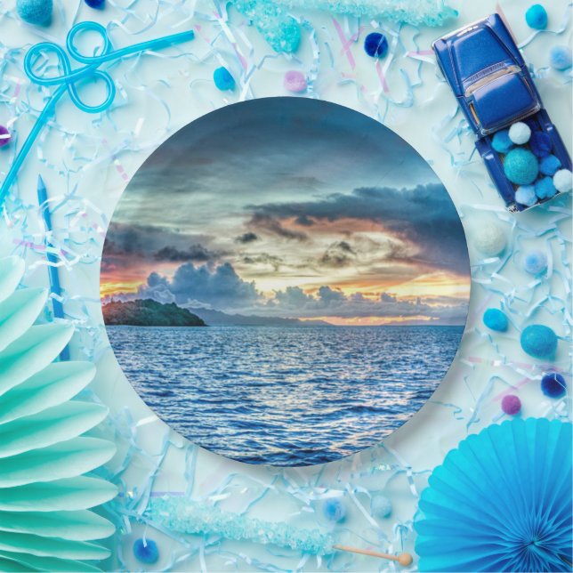 Bora Bora beautiful sunset Paper Plate (Party)