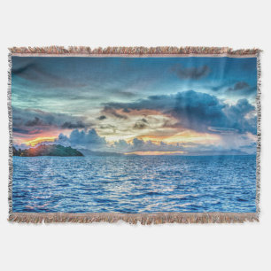 Bora Bora beautiful sunset Throw Blanket