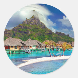 Bora Bora Caribbean Island    Classic Round Sticker