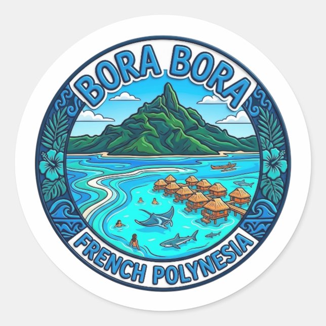 BORA BORA CLASSIC ROUND STICKER (Front)