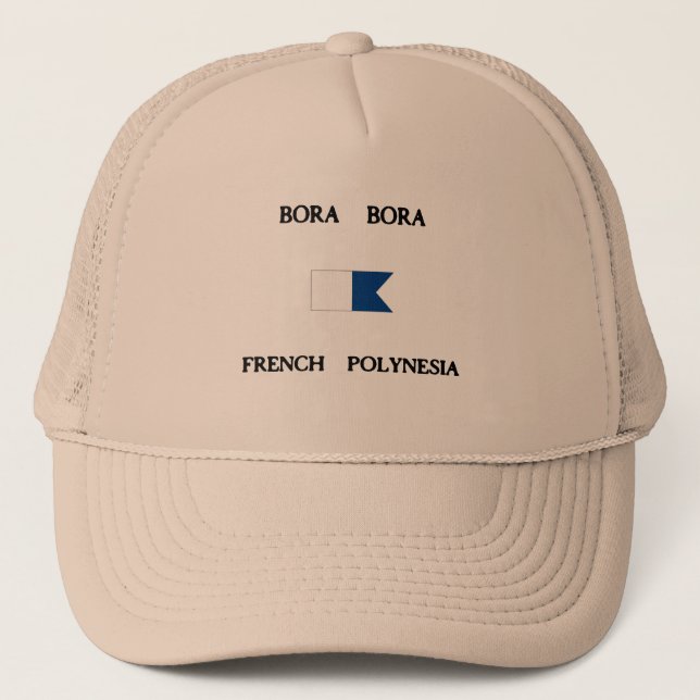Bora Bora French Polynesia Alpha Dive Flag Trucker Hat (Front)