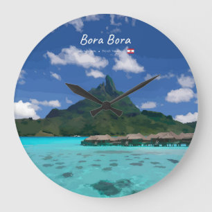 Bora Bora, French Polynesia - Beach Resort Large Clock