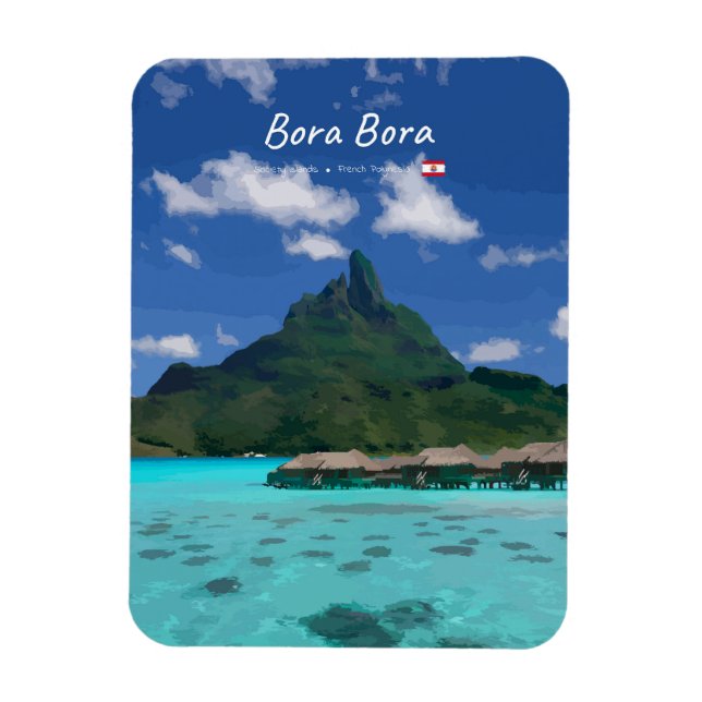 Bora Bora, French Polynesia - Beach Resort Rounded Magnet (Vertical)