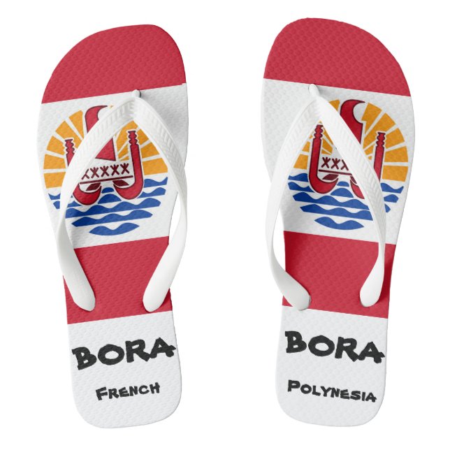 Bora Bora French Polynesia Flag Flip Flops (Footbed)
