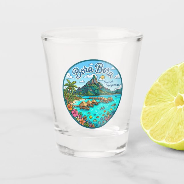 Bora Bora French Polynesia Shot Glass (Front)