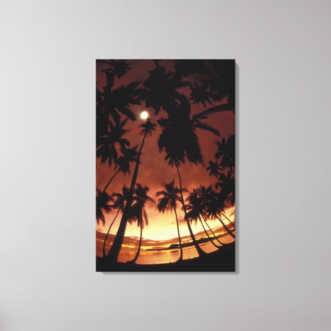 Bora Bora, French Polynesia Sunset shot through Canvas Print (Front)