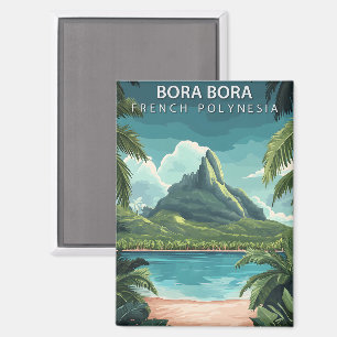 Bora Bora French Polynesia Vintage Tropical Magnet