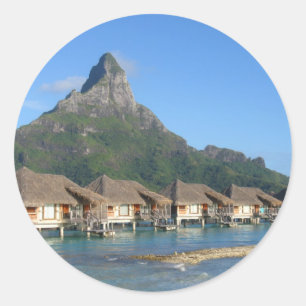 Bora Bora Huts Classic Round Sticker