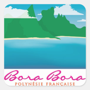 Bora bora landscape square sticker