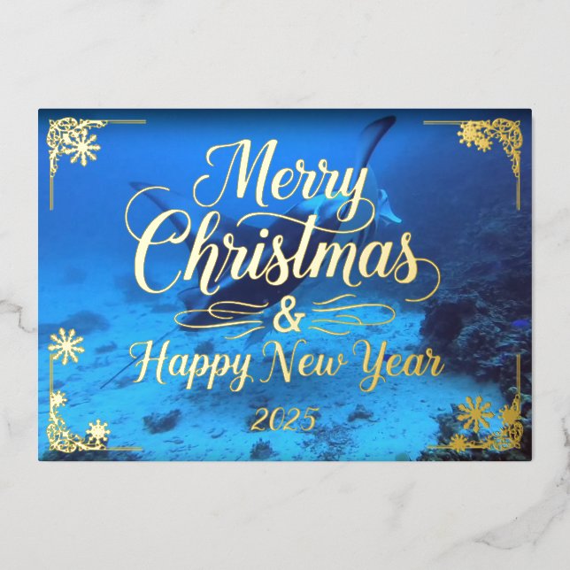 Bora Bora Manta Merry Christmas with Poem, Gold (Front)