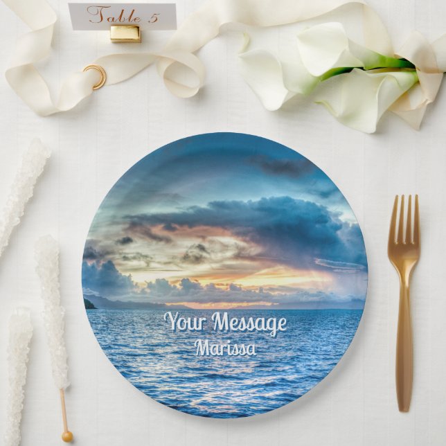 Bora Bora Ocean View Photograph Tissue Paper Paper Plate (Wedding)