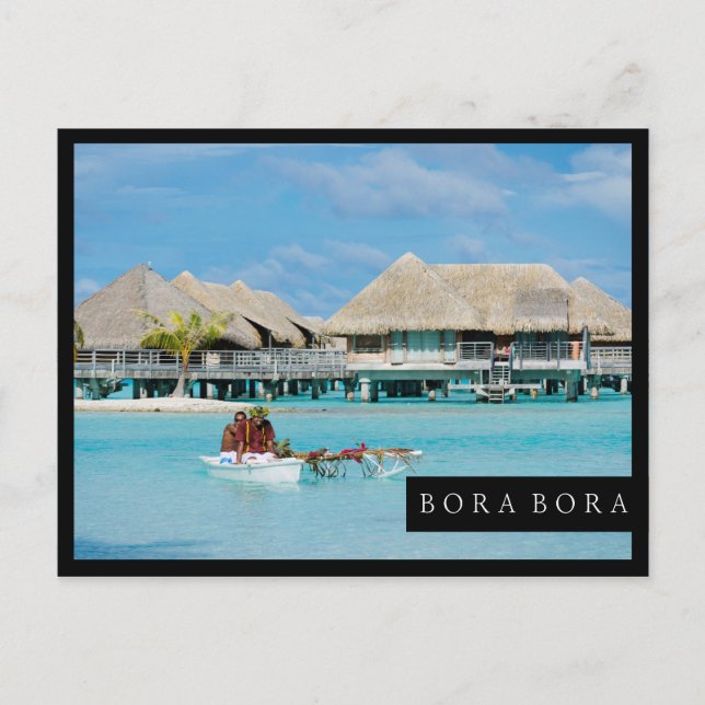 Bora Bora style breakfast service in canoe Postcard (Front)
