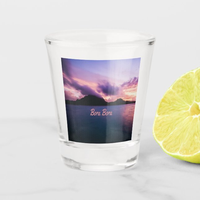 Bora Bora Suset Island Beach Shot Glass (Front)