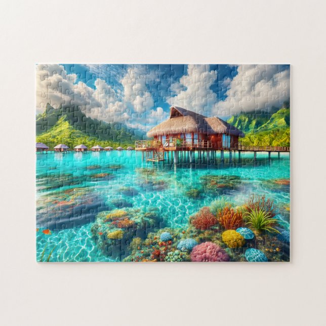 Bora Bora Tropical Overwater Bungalow Jigsaw Puzzle (Horizontal)