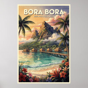 Bora Bora Vintage Travel Poster
