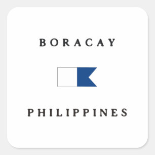 Boracay Philippines Alpha Dive Flag Square Sticker