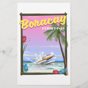 Boracay Philippines beach travel poster Stationery