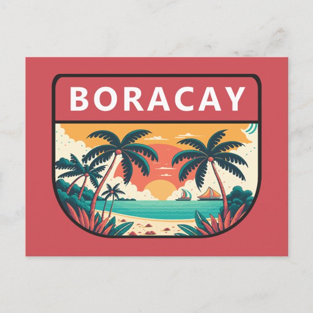 Boracay Philippines Retro Emblem Postcard (Front)