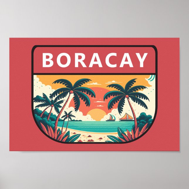 Boracay Philippines Retro Emblem Poster (Front)