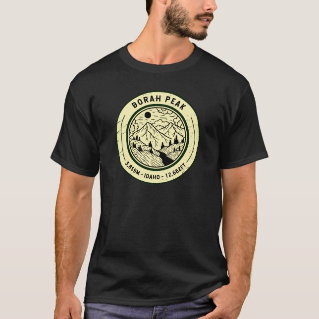 Borah Peak Idaho Hiking Skiing Travel T-Shirt (Front)