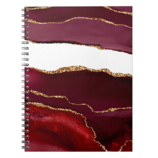Bordeaux Agate and Gold Notebook