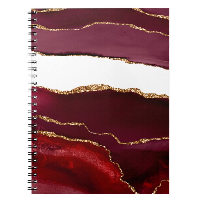 Bordeaux Agate and Gold Notebook (Front)