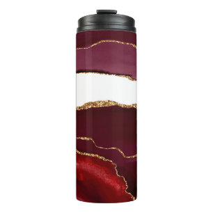 Bordeaux Agate and Gold Thermal Tumbler