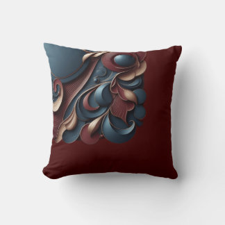 Bordeaux and Blue Aesthetic Art Cushion