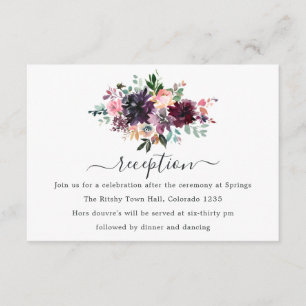 Bordeaux - Burgundy Floral Wedding Reception Enclosure Card