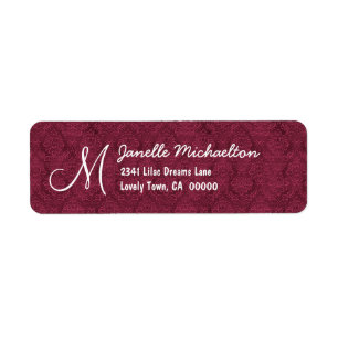 Bordeaux Damask Monogram M or Any Initial M009
