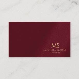 Bordeaux Elegant Gold Text Monogram Professional Business Card