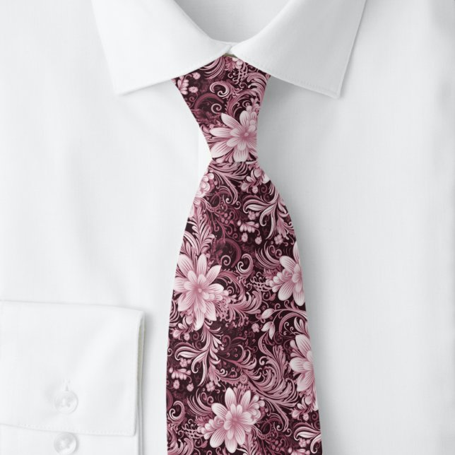 Bordeaux Floral Batik Tie (Creator Uploaded)