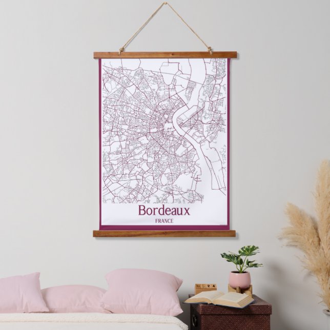 Bordeaux France City Map Hanging Tapestry (Bedroom)