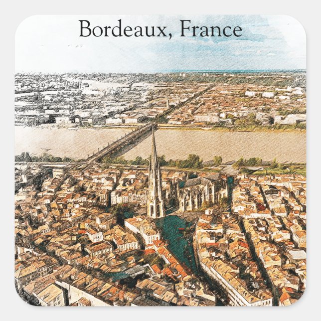 Bordeaux France Panorama View Square Sticker (Front)