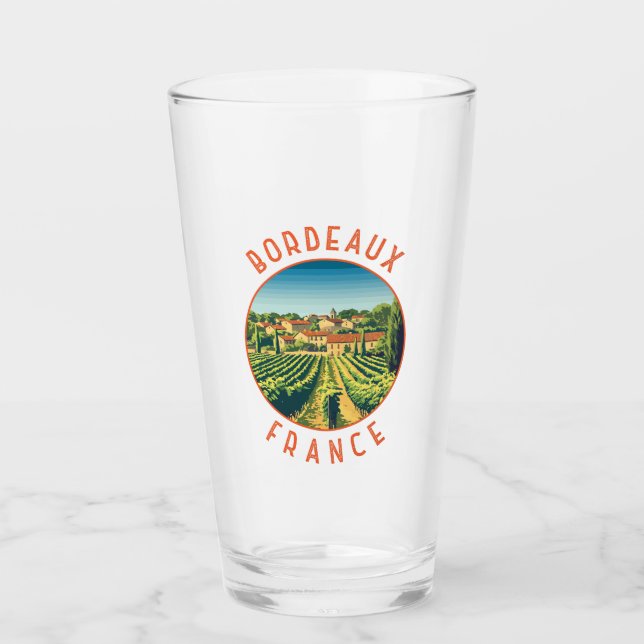 Bordeaux France Retro Distressed Circle Glass (Front)